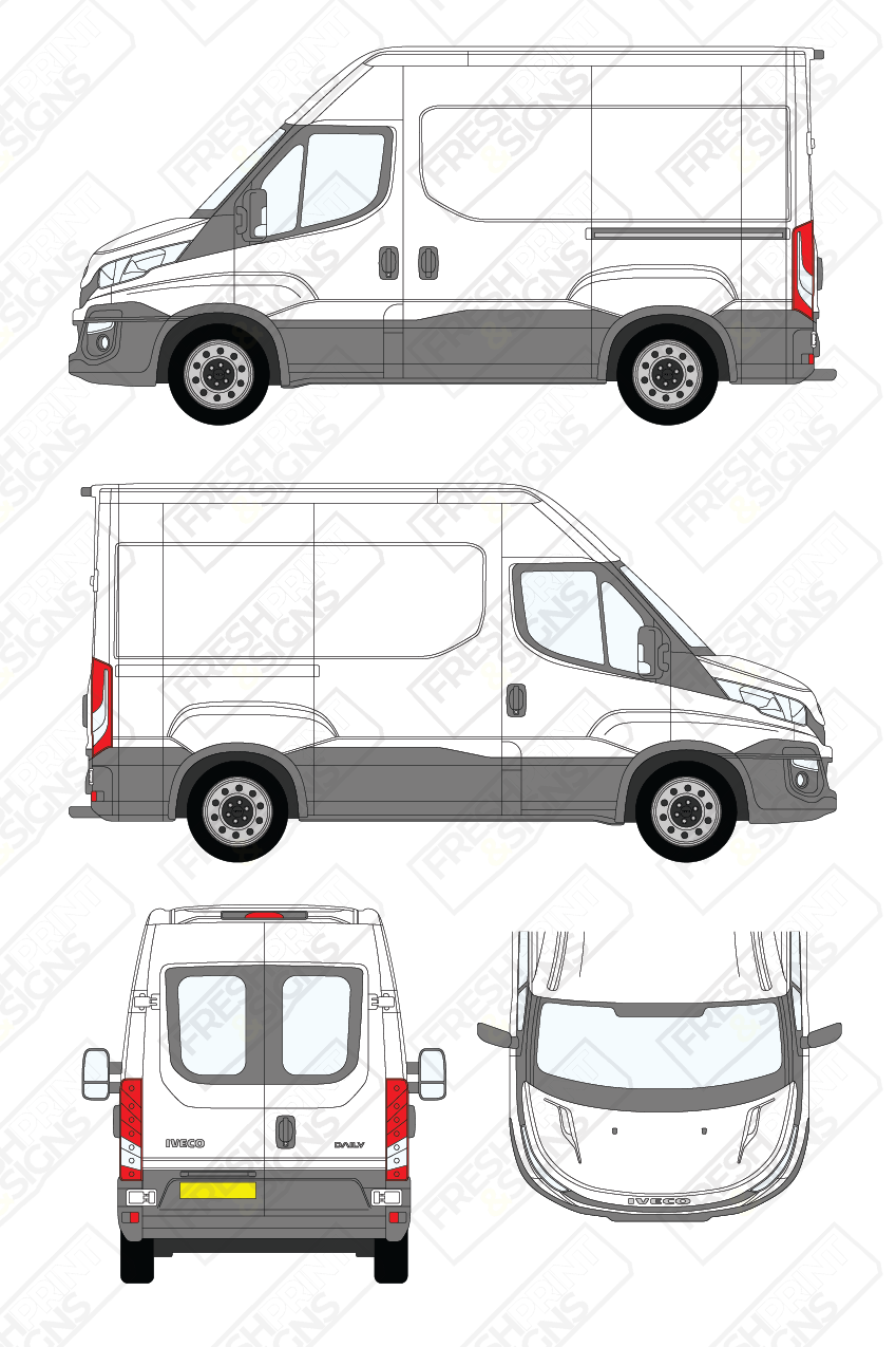 Van Graphics - Iveco | Daily | 2014-2019 | Short Wheelbase (L1) | Medium Roof (H2) | With Rear Windows