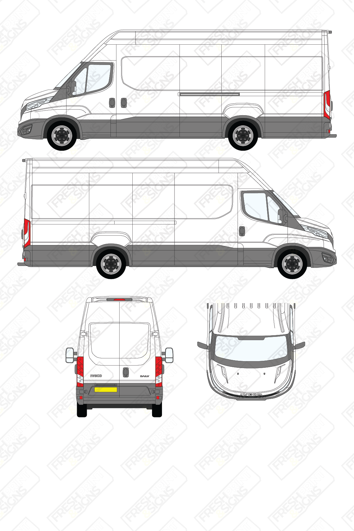 Van Graphics - Iveco | Daily | 2019-2025 | Extra-Long Wheelbase (L4) | High Roof (H3) | Panelled Rear Doors