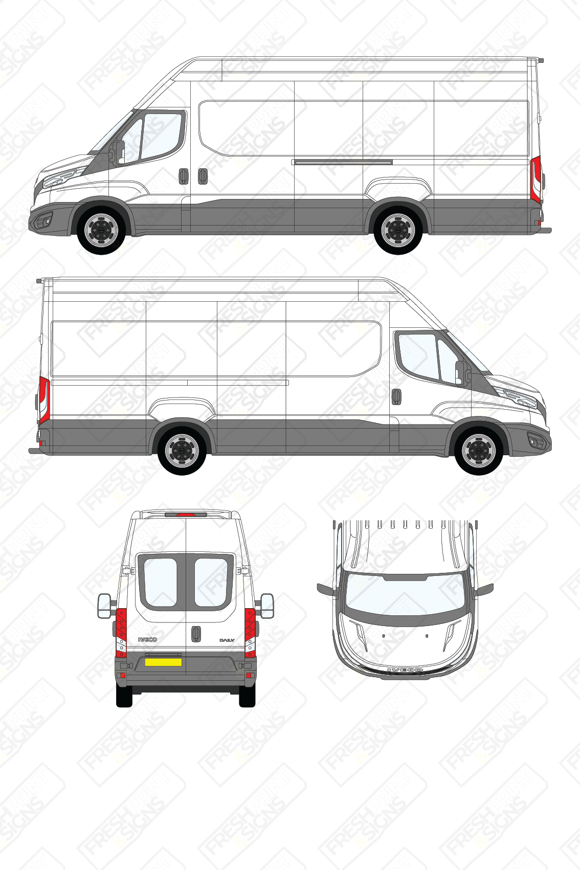 Van Graphics - Iveco | Daily | 2019-2025 | Extra-Long Wheelbase (L4) | High Roof (H3) | With Rear Windows
