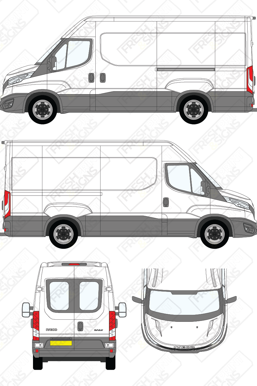 Van Graphics - Iveco | Daily | 2019-2025 | Long Wheelbase (L3) | Medium Roof (H2) | With Rear Windows