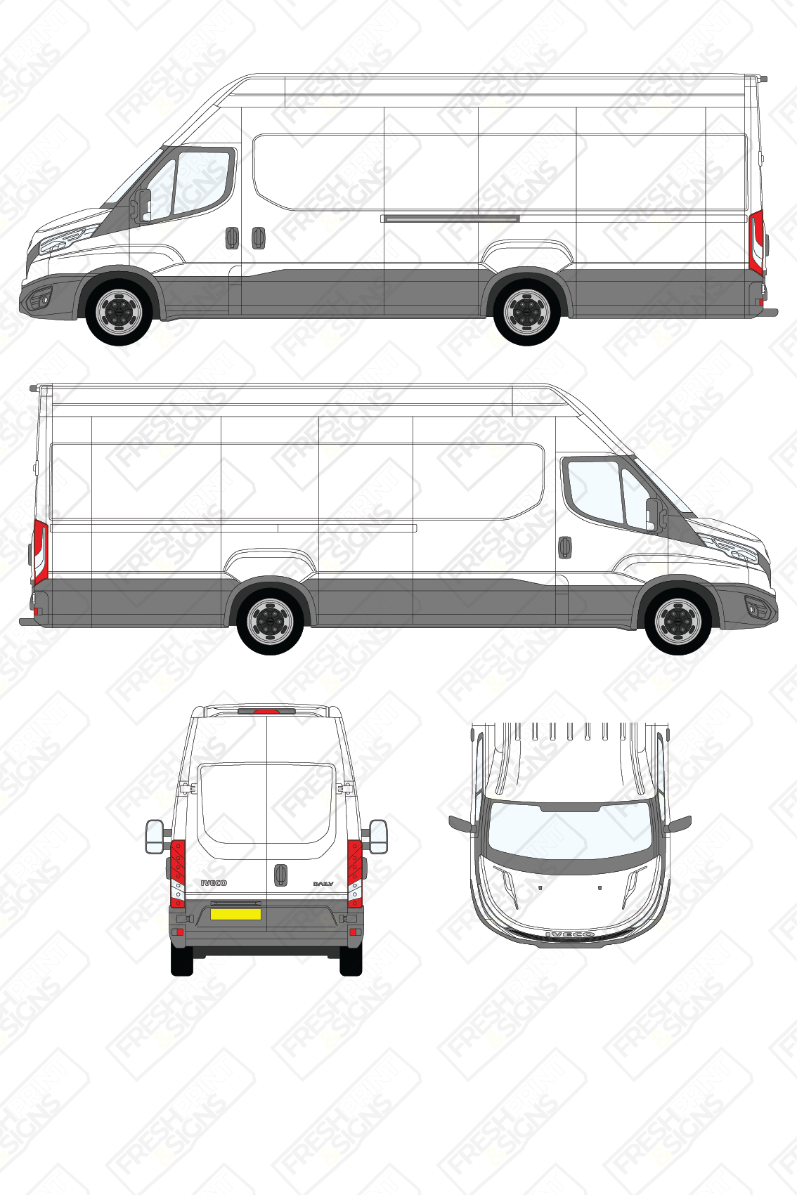 Van Graphics - Iveco | Daily | 2019-2025 | Maxi-Long Wheelbase (L5) | High Roof (H3) | Panelled Rear Doors