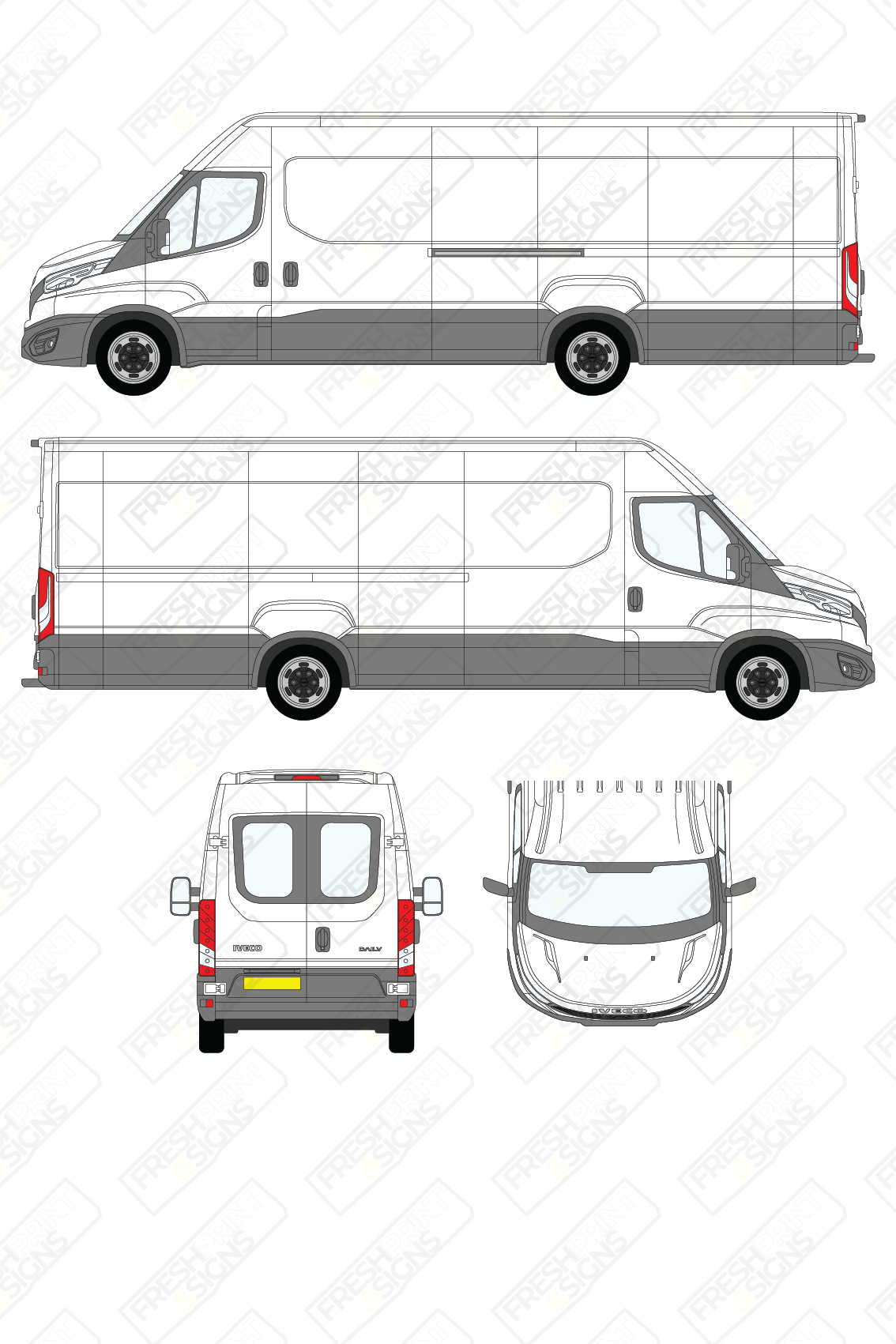Van Graphics - Iveco | Daily | 2019-2025 | Maxi-Long Wheelbase (L5) | Medium Roof (H2) | With Rear Windows