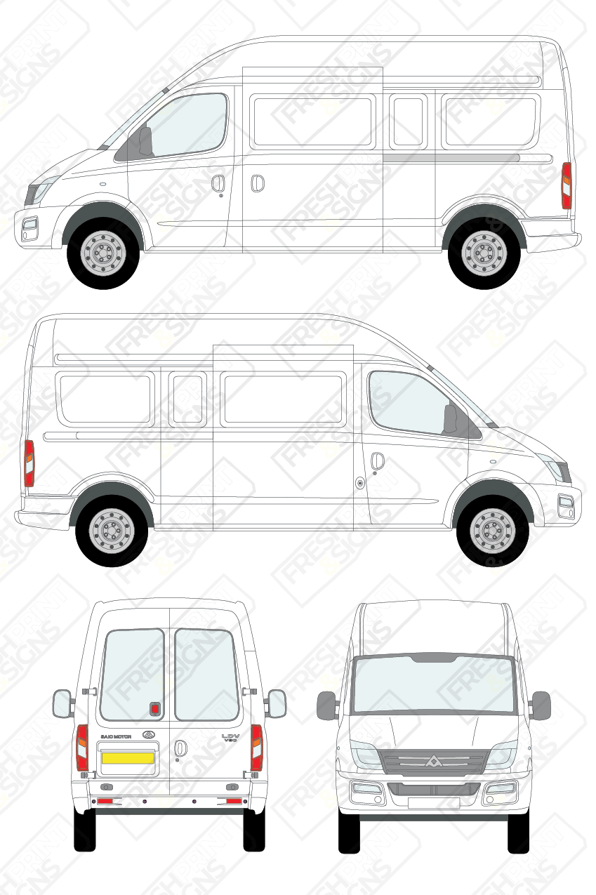 Van Graphics - LDV | V80 | 2017-2020 | Long Wheelbase (L3) | High Roof (H3) | With Rear Windows