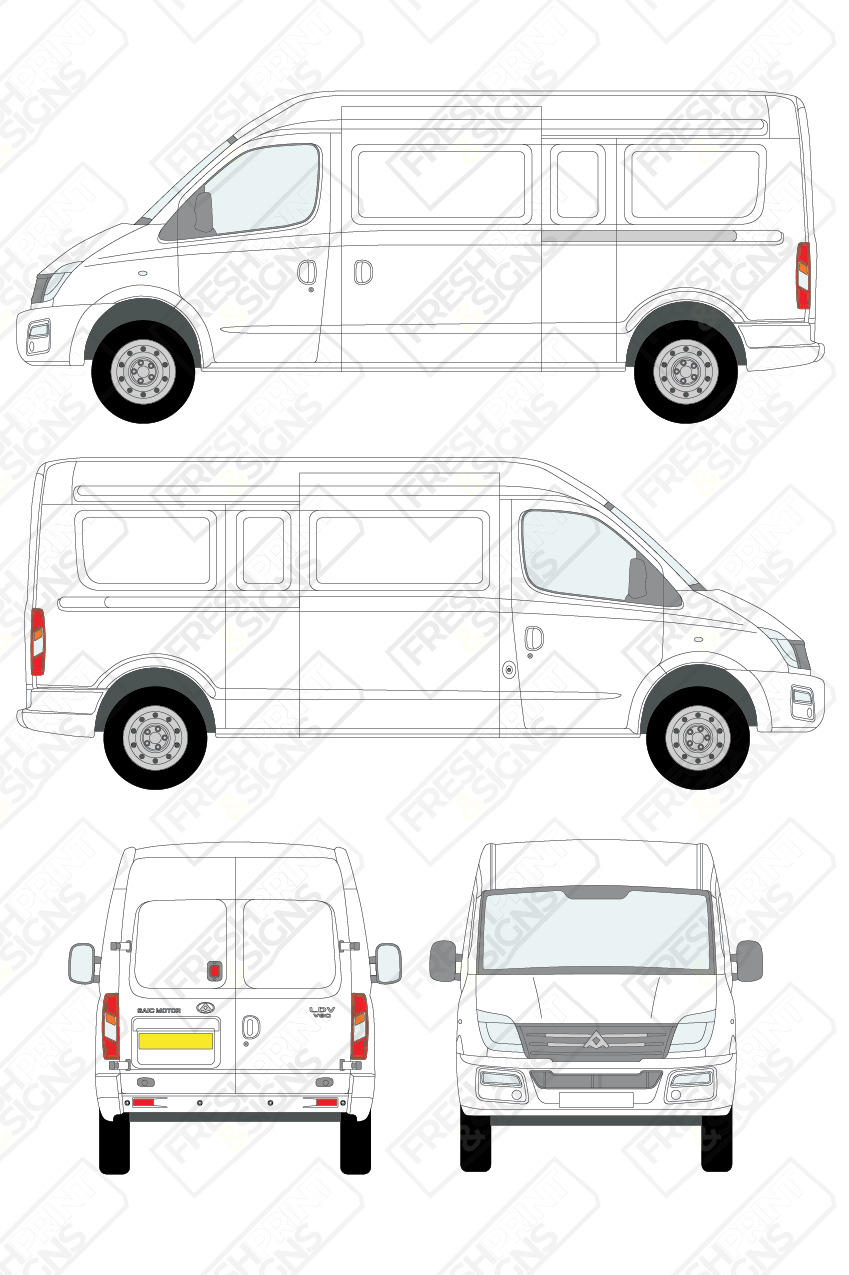 Van Graphics - LDV | V80 | 2017-2020 | Long Wheelbase (L3) | Medium Roof (H2) | Panelled Rear Doors