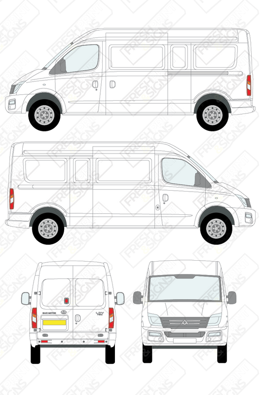 Van Graphics - LDV | V80 | 2017-2020 | Long Wheelbase (L3) | Medium Roof (H2) | Panelled Rear Doors