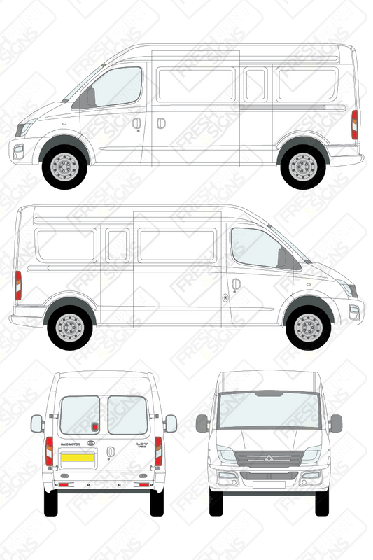 Van Graphics - LDV | V80 | 2017-2020 | Long Wheelbase (L3) | Medium Roof (H2) | With Rear Windows