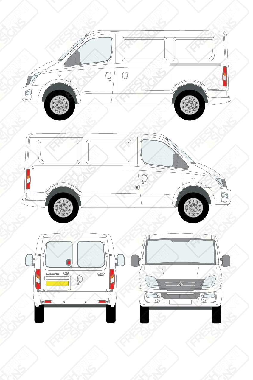 Van Graphics - LDV | V80 | 2017-2020 | Short Wheelbase (L1) | Low Roof (H1) | With Rear Windows