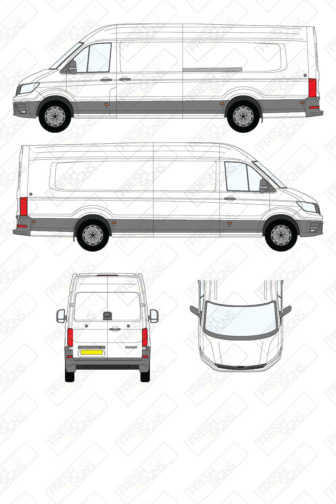 Van Graphics - MAN | TGE | 2017-2025 | Extra-Long Wheelbase (L3) | High Roof (H2) | Panelled Rear Doors
