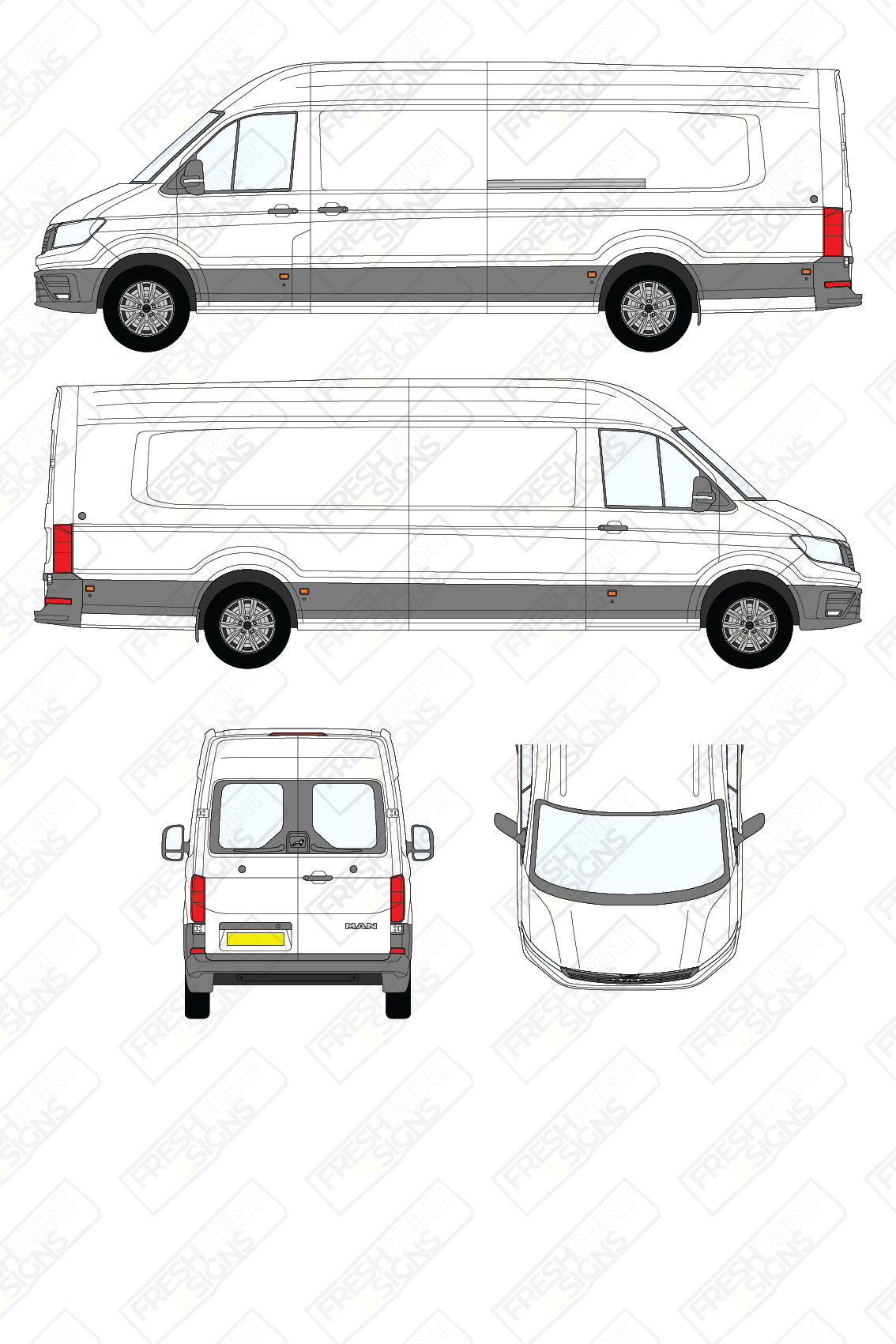 Van Graphics - MAN | TGE | 2017-2025 | Extra-Long Wheelbase (L3) | High Roof (H2) | With Rear Windows
