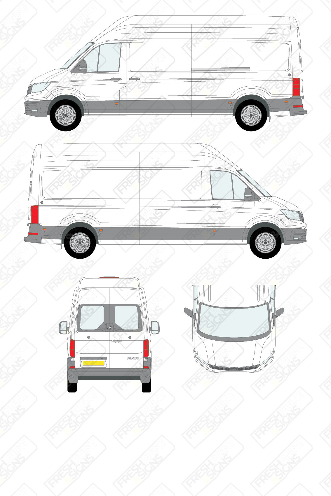 Van Graphics - MAN | TGE | 2017-2025 | Long Wheelbase (L2) | Extra-High Roof (H3) | With Rear Windows