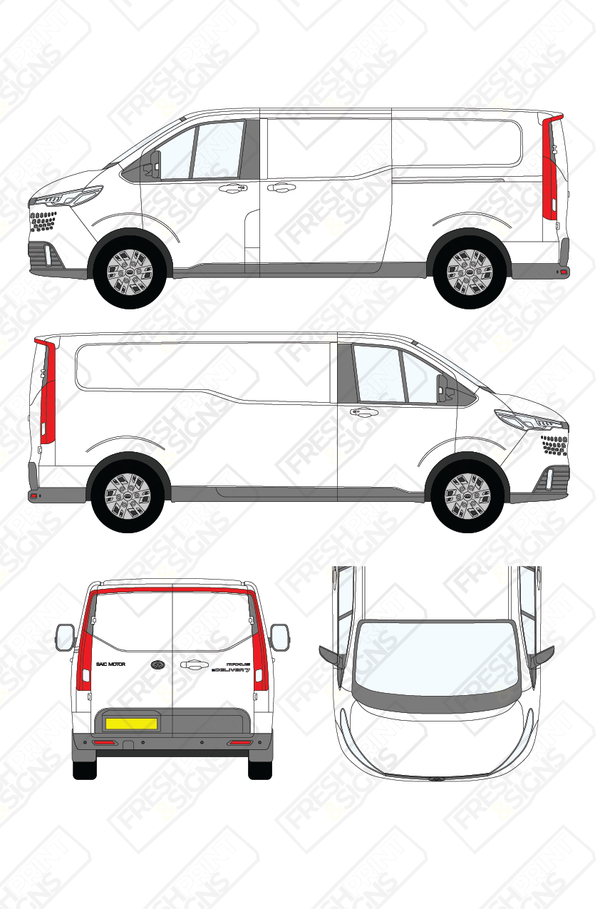 Van Graphics - Maxus | E-Deliver 7 | 2024-2025 | Long Wheelbase (L2) | Low Roof (H1) | Panelled Rear Doors