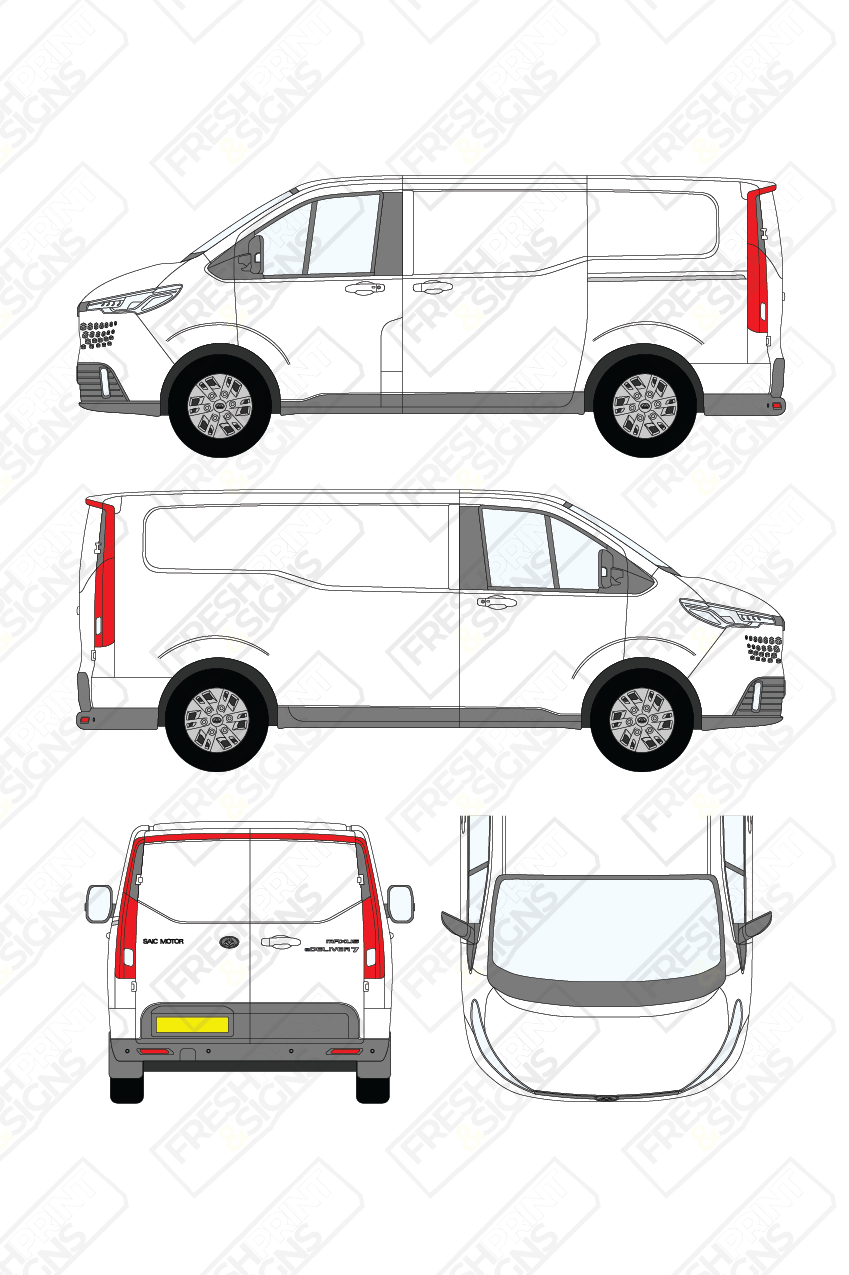 Van Graphics - Maxus | E-Deliver 7 | 2024-2025 | Short Wheelbase (L1) | Low Roof (H1) | Panelled Rear Doors