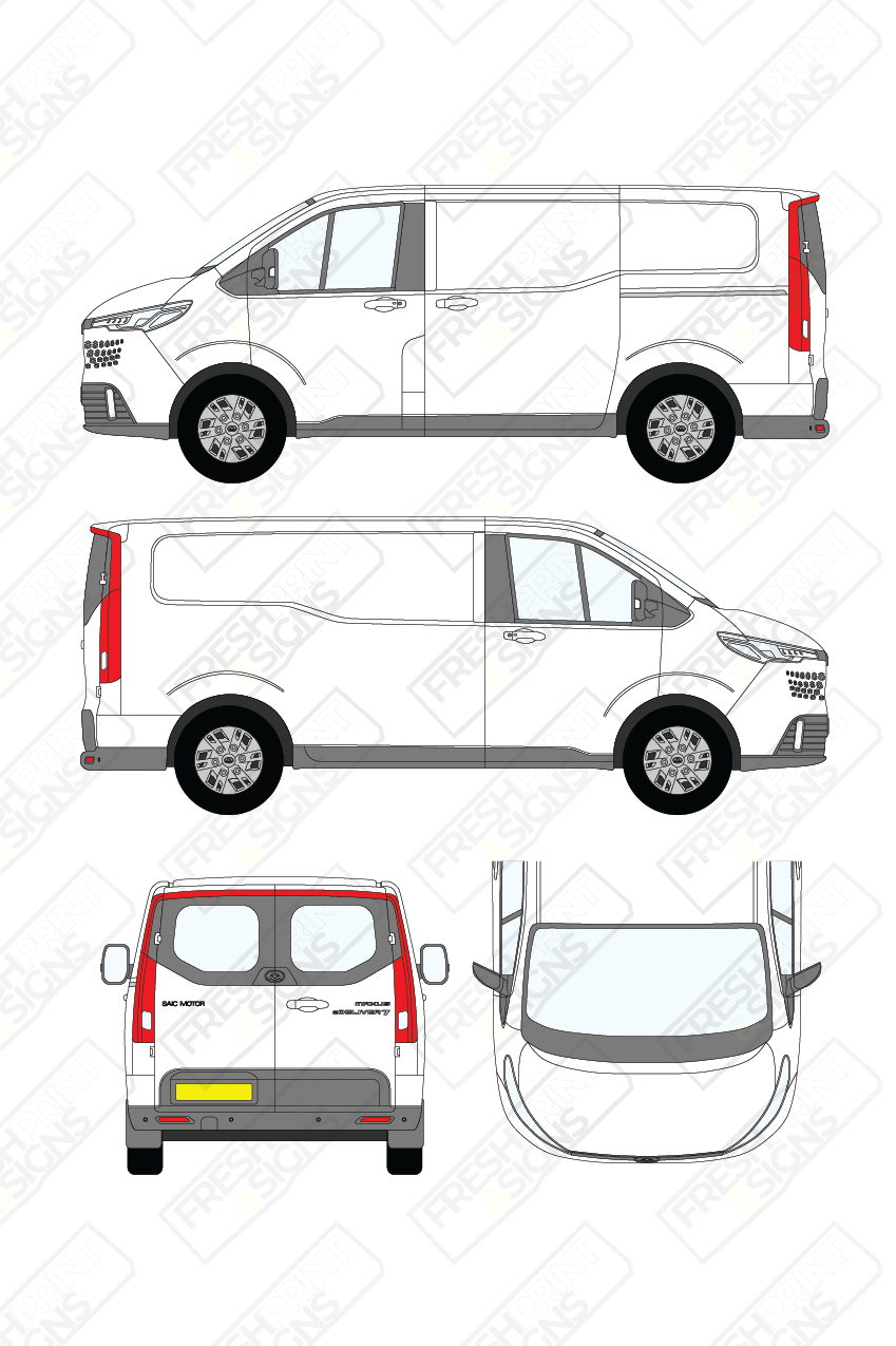 Van Graphics - Maxus | E-Deliver 7 | 2024-2025 | Short Wheelbase (L1) | Low Roof (H1) | With Rear Windows