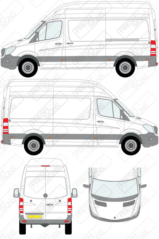 Van Graphics - Mercedes | Sprinter | 2009-2018 | Medium Wheelbase (L2) | Extra High Roof (H3) | Panelled Rear Doors