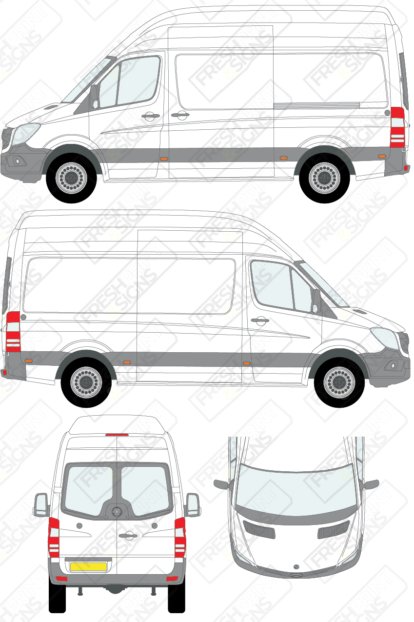 Van Graphics - Mercedes | Sprinter | 2009-2018 | Medium Wheelbase (L2) | Extra High Roof (H3) | With Rear Windows