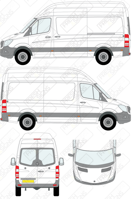Van Graphics - Mercedes | Sprinter | 2009-2018 | Medium Wheelbase (L2) | Extra High Roof (H3) | With Rear Windows