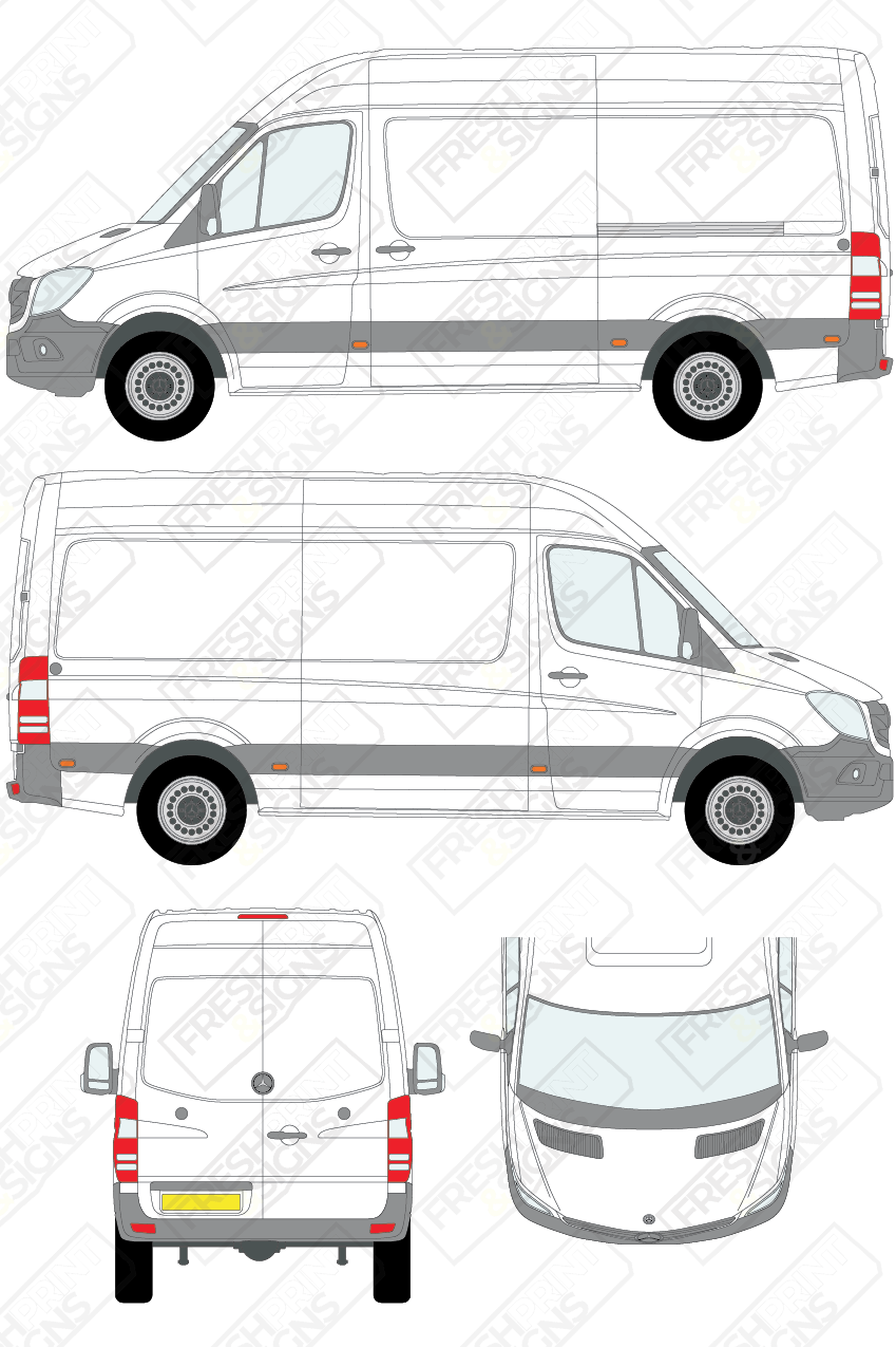 Van Graphics - Mercedes | Sprinter | 2009-2018 | Medium Wheelbase (L2) | High Roof (H2) | Panelled Rear Doors