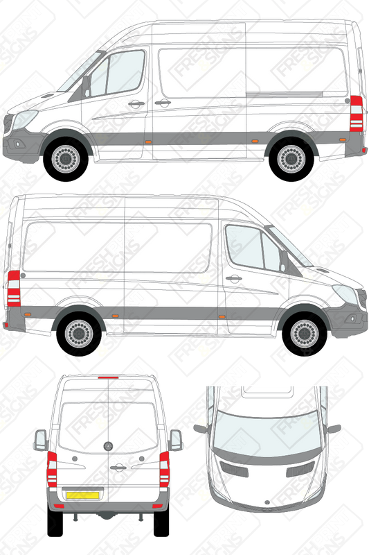 Van Graphics - Mercedes | Sprinter | 2009-2018 | Medium Wheelbase (L2) | High Roof (H2) | Panelled Rear Doors