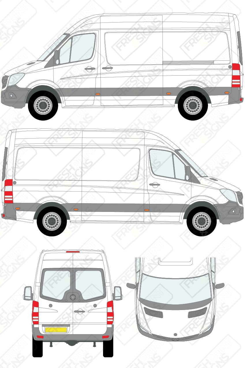 Van Graphics - Mercedes | Sprinter | 2009-2018 | Medium Wheelbase (L2) | High Roof (H2) | With Rear Windows