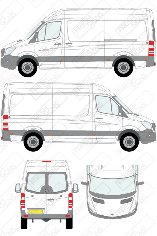 Van Graphics - Mercedes | Sprinter | 2009-2018 | Medium Wheelbase (L2) | High Roof (H2) | With Rear Windows