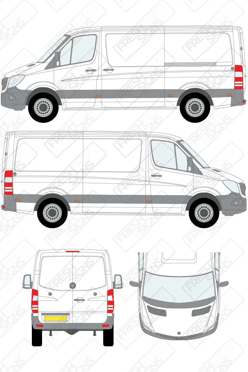 Van Graphics - Mercedes | Sprinter | 2009-2018 | Medium Wheelbase (L2) | Low Roof (H1) | Panelled Rear Doors