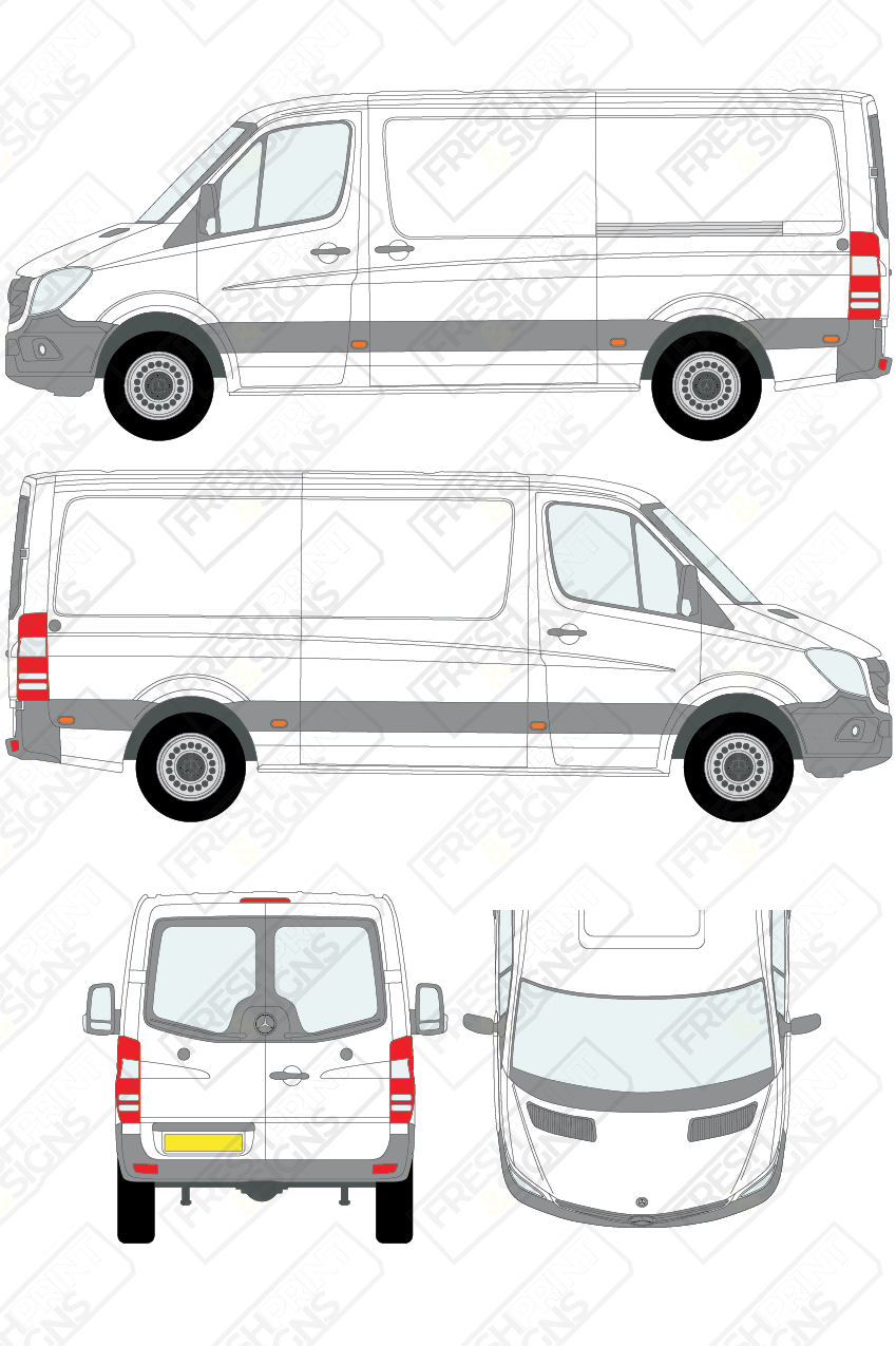 Van Graphics - Mercedes | Sprinter | 2009-2018 | Medium Wheelbase (L2) | Low Roof (H1) | With Rear Windows