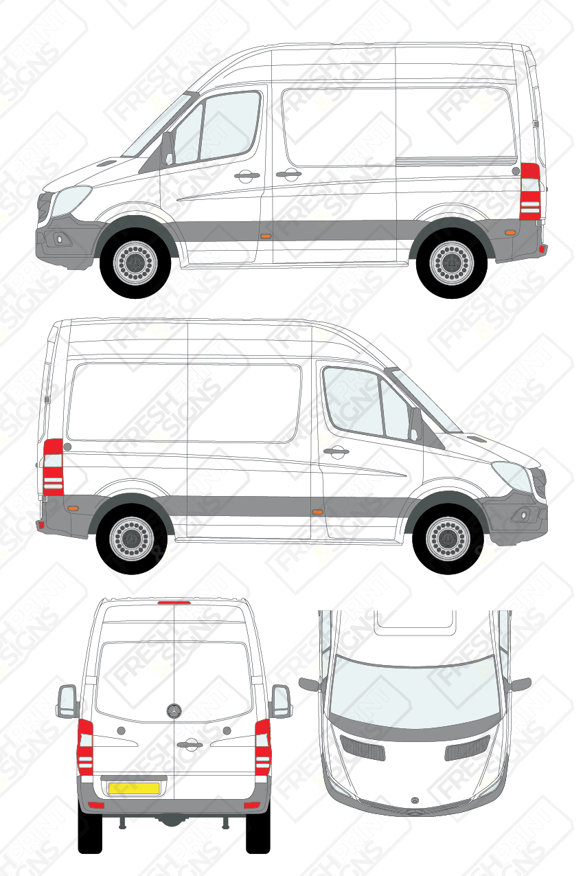 Van Graphics - Mercedes | Sprinter | 2009-2018 | Short Wheelbase (L1) | High Roof (H2) | Panelled Rear Doors