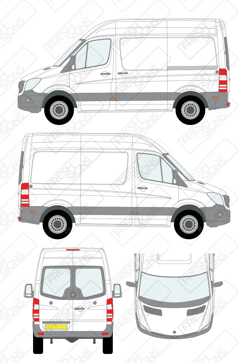 Van Graphics - Mercedes | Sprinter | 2009-2018 | Short Wheelbase (L1) | High Roof (H2) | With Rear Windows