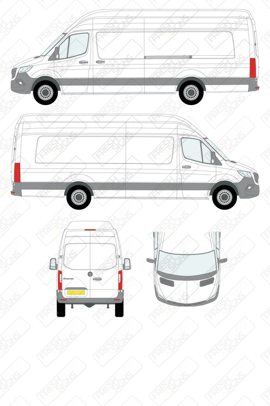 Van Graphics - Mercedes | Sprinter | 2018-2025 | Extra-Long Wheelbase (L4) | High Roof (H3) | Panelled Rear Doors