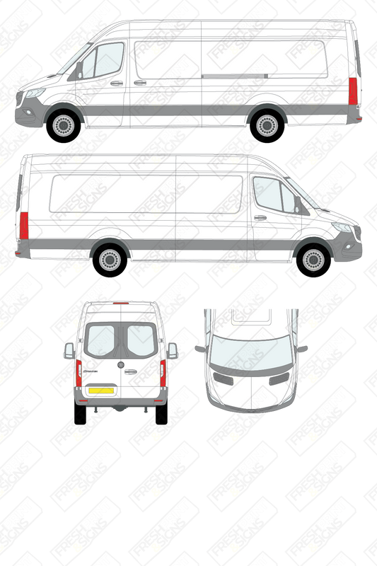 Van Graphics - Mercedes | Sprinter | 2018-2025 | Extra-Long Wheelbase (L4) | Medium Roof (H2) | With Rear Windows