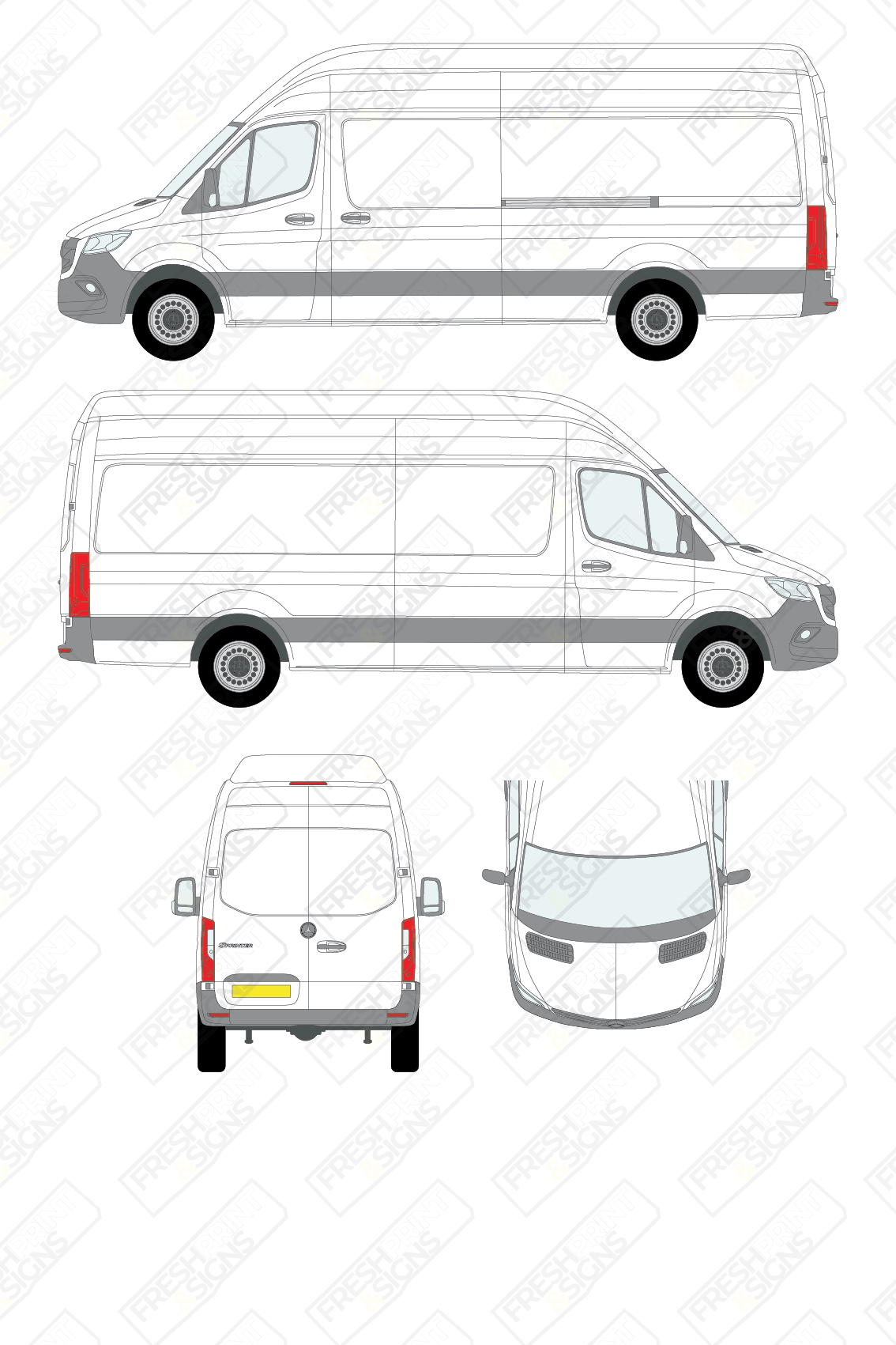 Van Graphics - Mercedes | Sprinter | 2018-2025 | Long Wheelbase (L3) | High Roof (H3) | Panelled Rear Doors