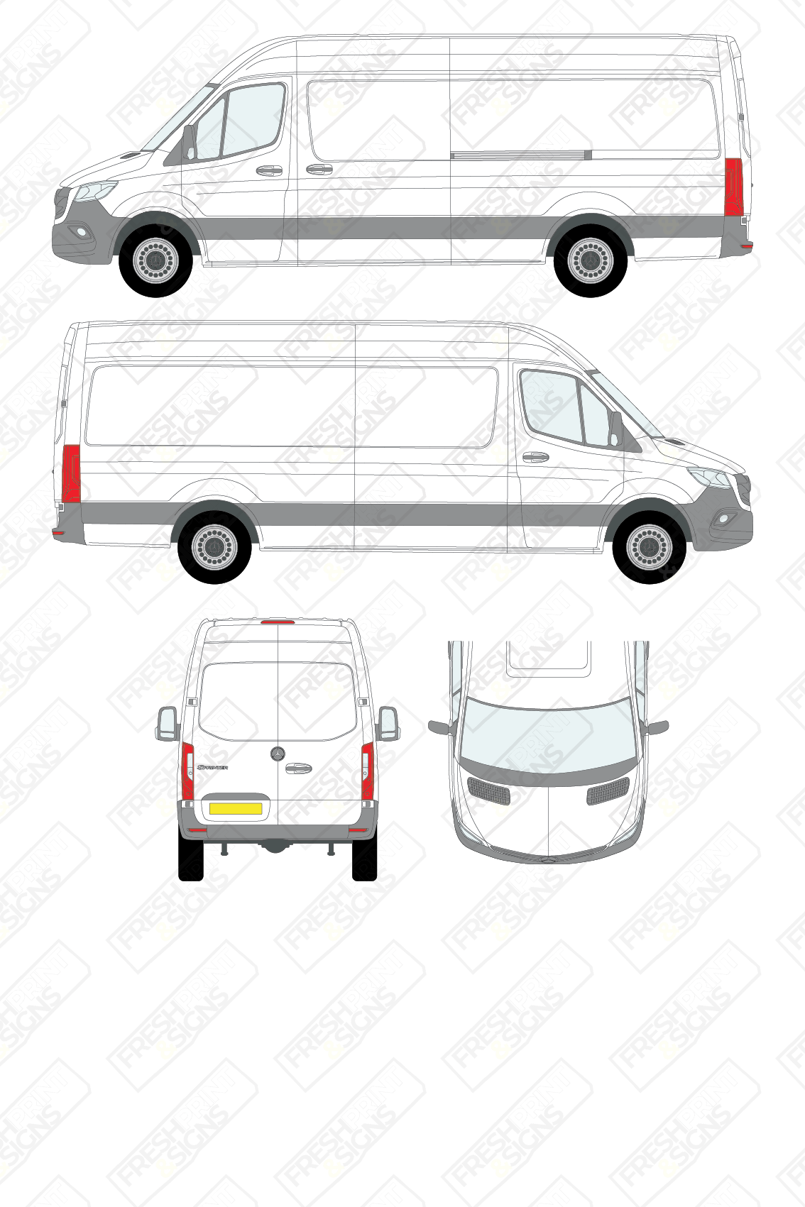 Van Graphics - Mercedes | Sprinter | 2018-2025 | Long Wheelbase (L3) | Medium Roof (H2) | Panelled Rear Doors