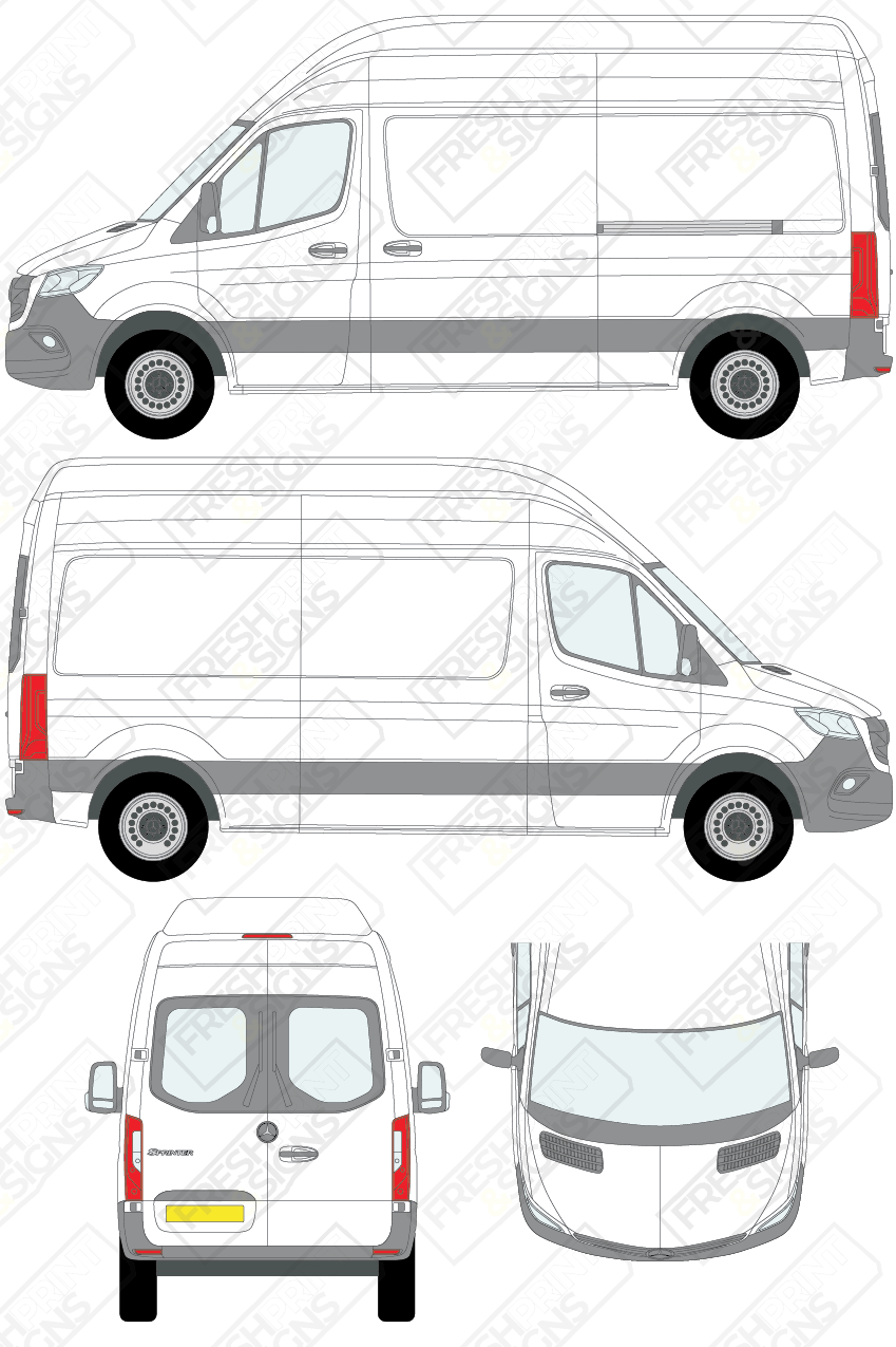 Van Graphics - Mercedes | Sprinter | 2018-2025 | Medium Wheelbase (L2) | High Roof (H3) | With Rear Windows