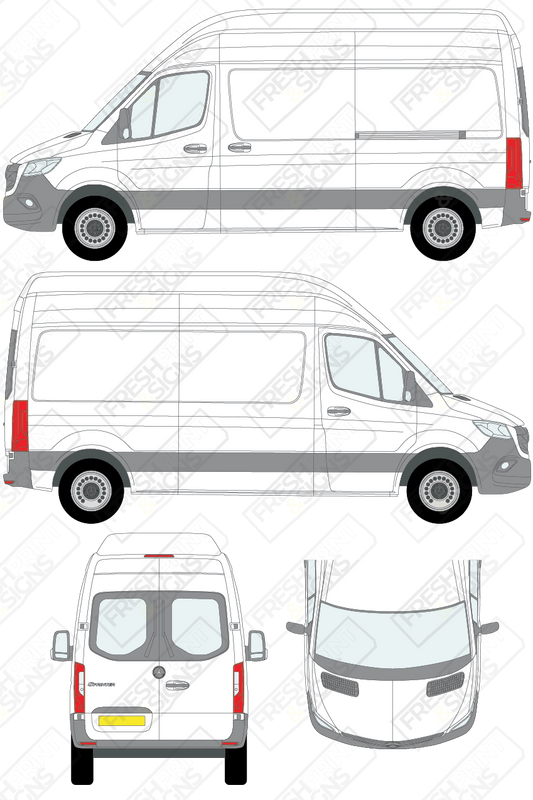 Van Graphics - Mercedes | Sprinter | 2018-2025 | Medium Wheelbase (L2) | High Roof (H3) | With Rear Windows