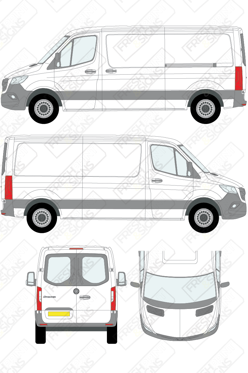 Van Graphics - Mercedes | Sprinter | 2018-2025 | Medium Wheelbase (L2) | Low Roof (H1) | With Rear Windows