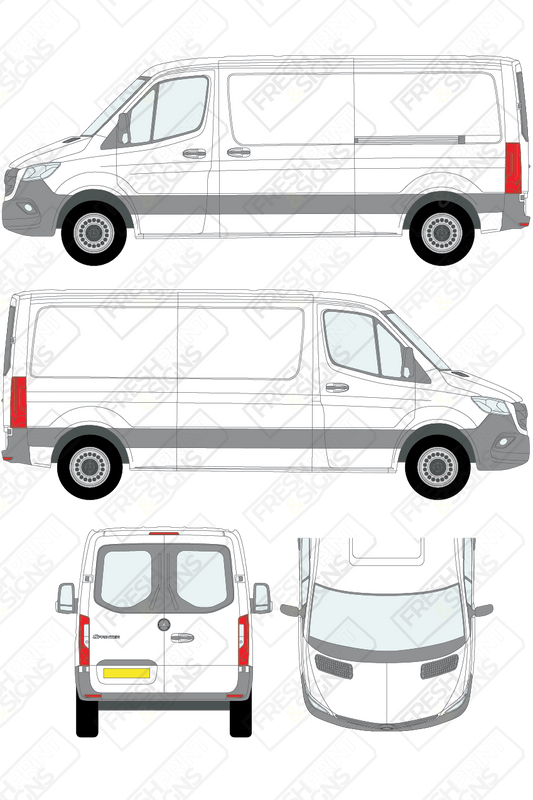 Van Graphics - Mercedes | Sprinter | 2018-2025 | Medium Wheelbase (L2) | Low Roof (H1) | With Rear Windows