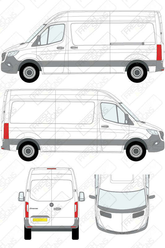 Van Graphics - Mercedes | Sprinter | 2018-2025 | Medium Wheelbase (L2) | Medium Roof (H2) | Panelled Rear Doors