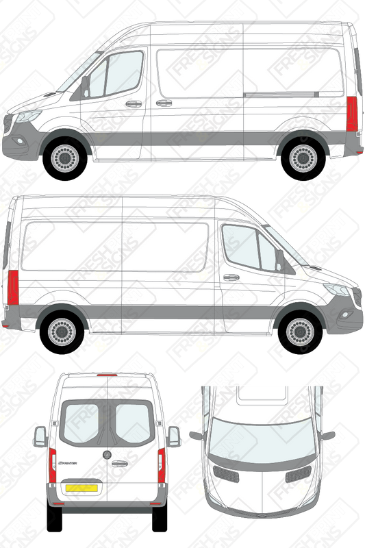 Van Graphics - Mercedes | Sprinter | 2018-2025 | Medium Wheelbase (L2) | Medium Roof (H2) | With Rear Windows