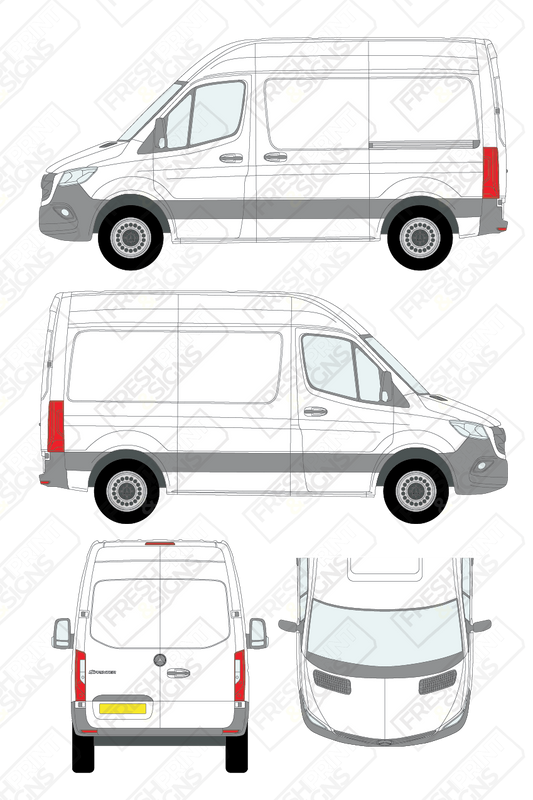 Van Graphics - Mercedes | Sprinter | 2018-2025 | Short Wheelbase (L1) | Medium Roof (H2) | Panelled Rear Doors