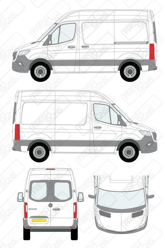Van Graphics - Mercedes | Sprinter | 2018-2025 | Short Wheelbase (L1) | Medium Roof (H2) | With Rear Windows