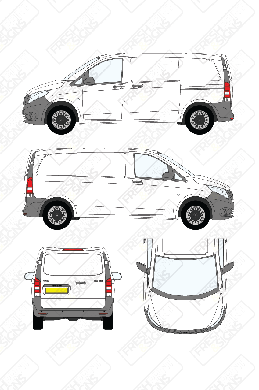Van Graphics - Mercedes | Vito | 2015-2025 | Short Wheelbase (L1) | Panelled Rear Doors