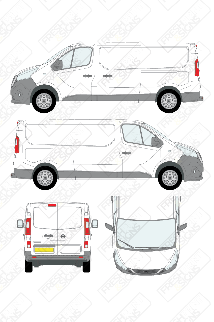 Van Graphics - Nissan | NV300/Primastar | 2017-2022 | Medium Wheelbase (L2) | Low Roof (H1) | Panelled Rear Doors