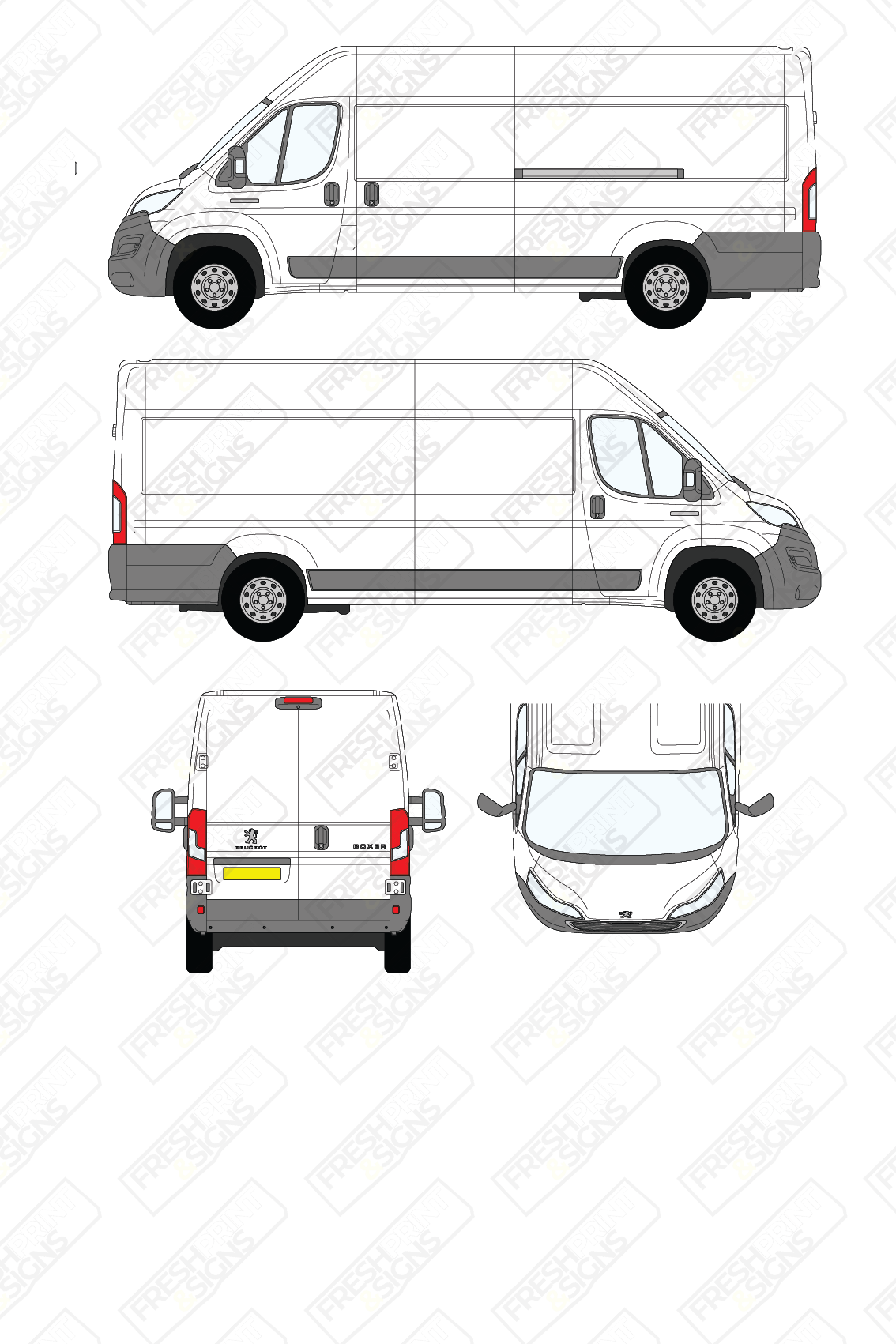 Van Graphics - Peugeot | Boxer | 2014-2025 | Extra-Long Wheelbase (L4) | Medium Roof (H2) | Panelled Rear Doors