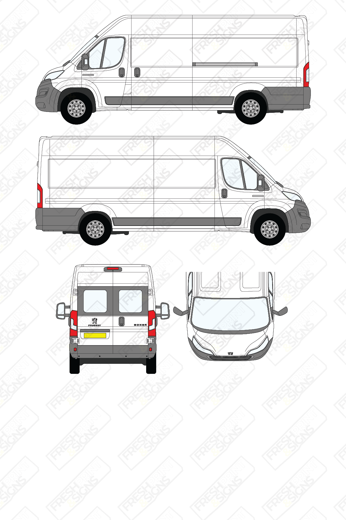 Van Graphics - Peugeot | Boxer | 2014-2025 | Extra-Long Wheelbase (L4) | Medium Roof (H2) | With Rear Windows