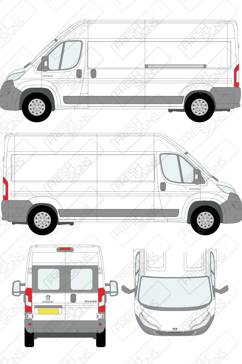 Van Graphics - Peugeot | Boxer | 2014-2025 | Long Wheelbase (L3) | Medium Roof (H2) | With Rear Windows