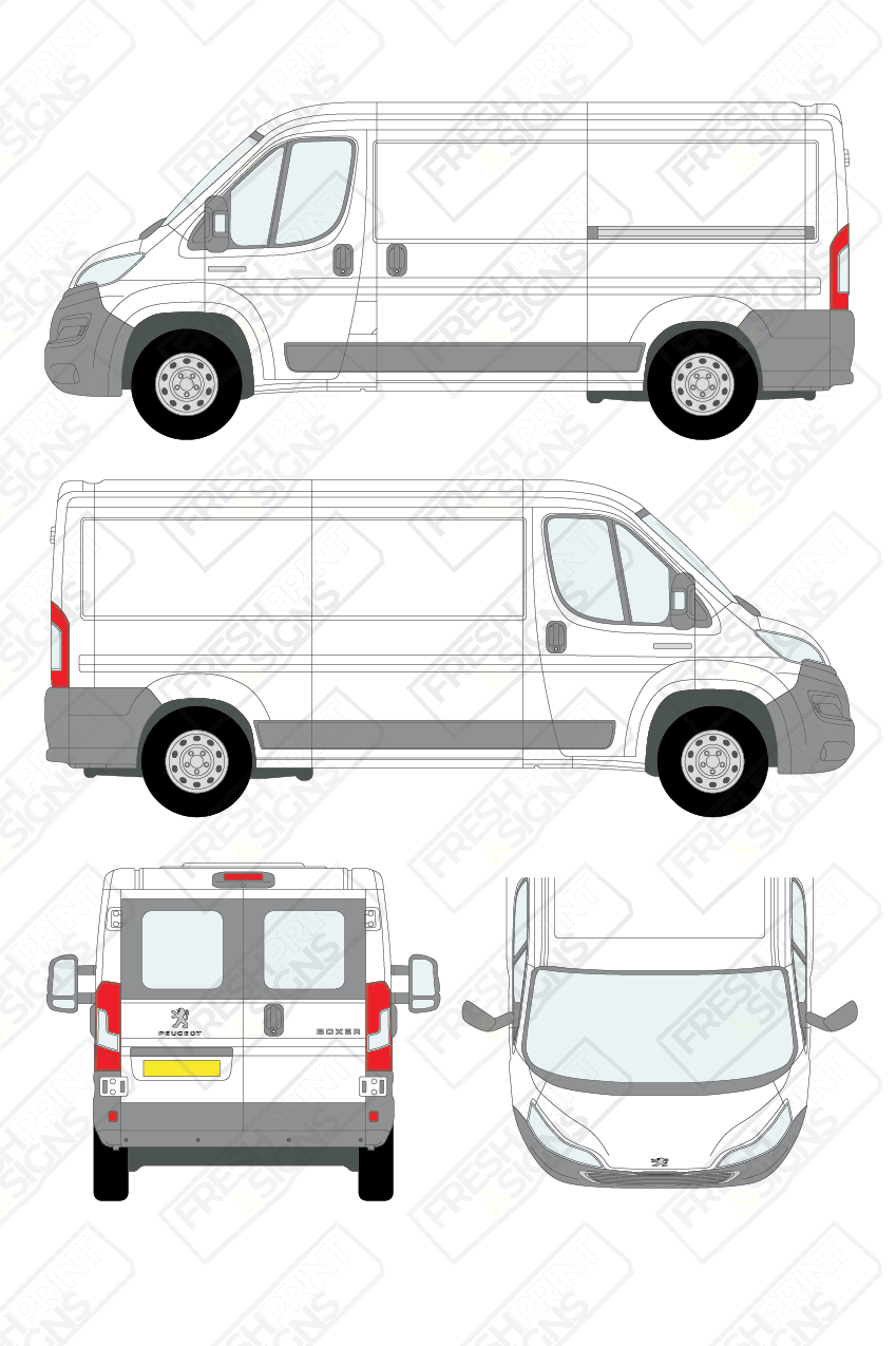 Van Graphics - Peugeot | Boxer | 2014-2025 | Medium Wheelbase (L2) | Low Roof (H1) | With Rear Windows