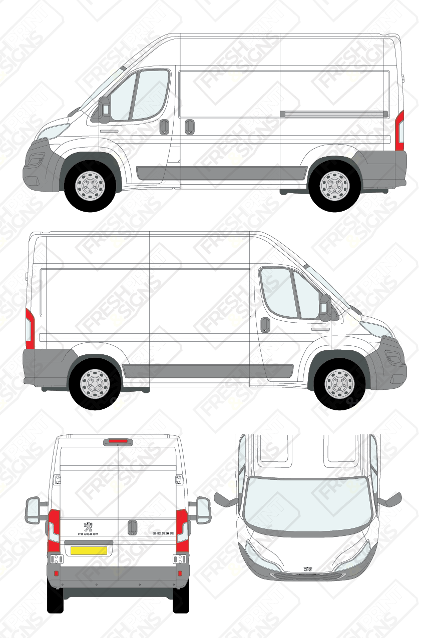 Van Graphics - Peugeot | Boxer | 2014-2025 | Medium Wheelbase (L2) | Medium Roof (H2) | Panelled Rear Doors