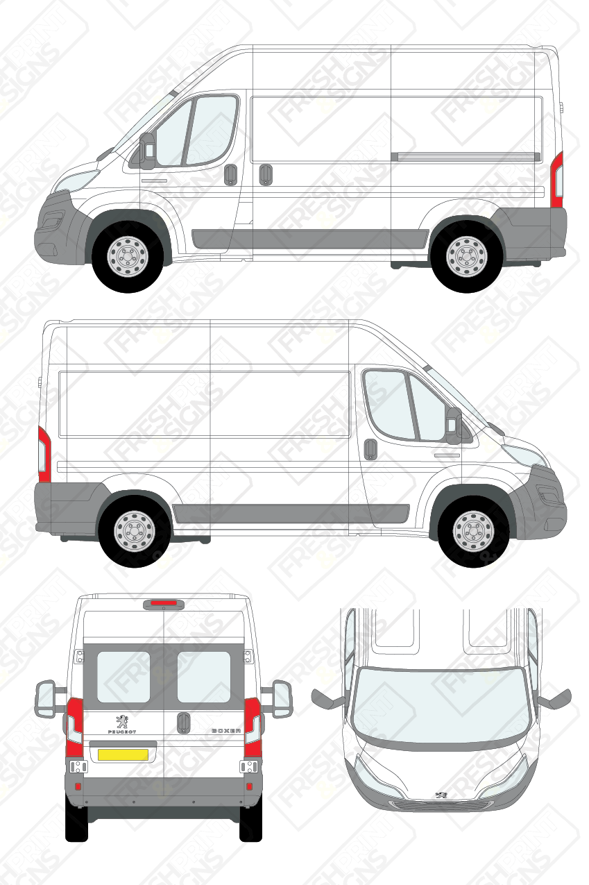 Van Graphics - Peugeot | Boxer | 2014-2025 | Medium Wheelbase (L2) | Medium Roof (H2) | With Rear Windows