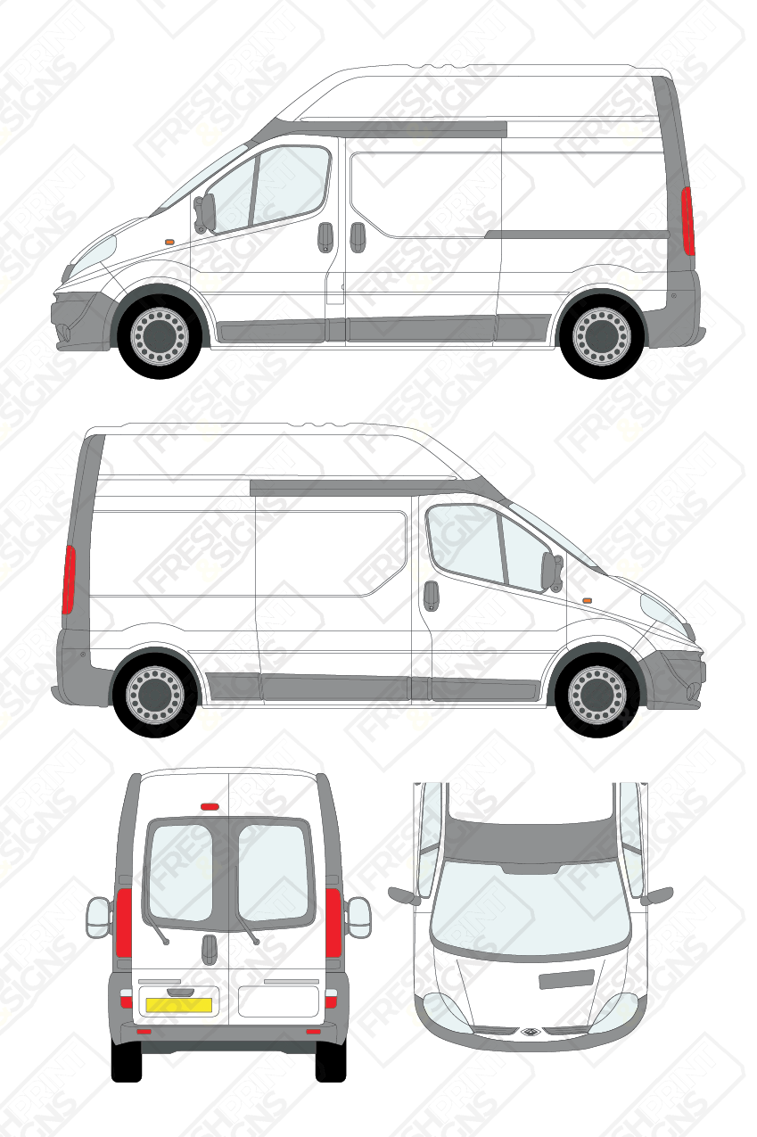 Van Graphics - Renault | Trafic | 2008-2014 | Long Wheelbase (L2) | High Roof (H2) | With Rear Windows