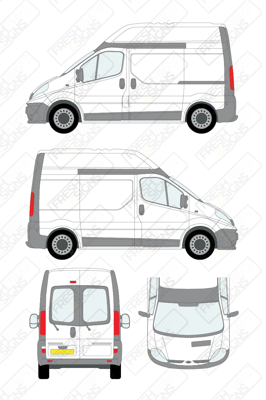 Van Graphics - Renault | Trafic | 2008-2014 | Short Wheelbase (L1) | High Roof (H2) | With Rear Windows